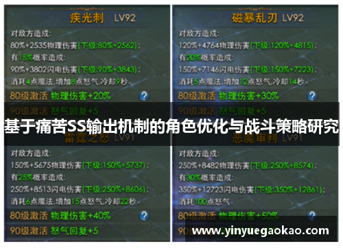 基于痛苦SS输出机制的角色优化与战斗策略研究